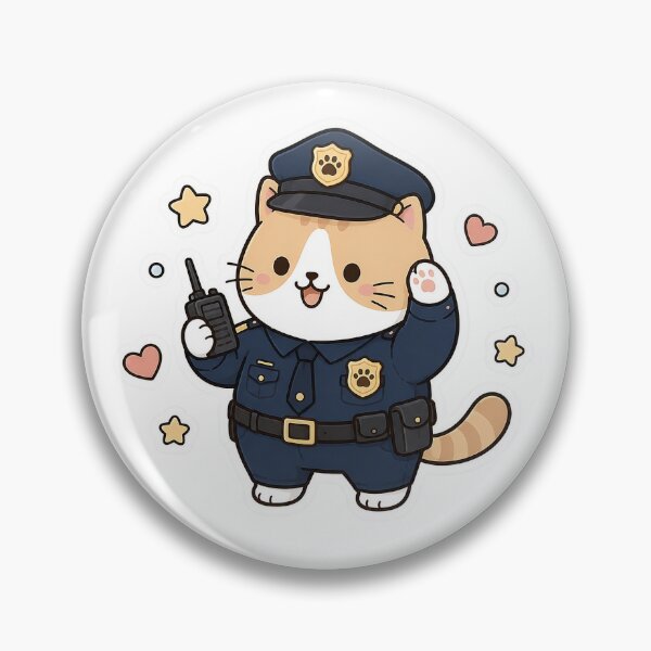 Item preview, Cute Police Cat Officer Kawaii Ginger Kitty Cop Patrol Illustration designed and sold by NoopnyangStudio.