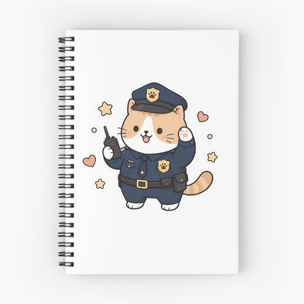 Item preview, Cute Police Cat Officer Kawaii Ginger Kitty Cop Patrol Illustration designed and sold by NoopnyangStudio.