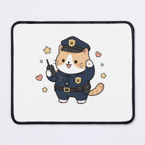 Item preview, Cute Police Cat Officer Kawaii Ginger Kitty Cop Patrol Illustration designed and sold by NoopnyangStudio.