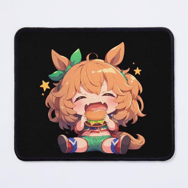 Artikelvorschau, Taiki Shuttle Uma Musume Pretty Derby Chibi Kawaii Burger Fröhliches Anime-Mädchen Freude entworfen und verkauft von earlobejerk.