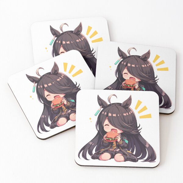 Item preview, Manhattan Cafe Uma Musume Pretty Derby Chibi Kawaii Burger Calm Anime Girl Snack designed and sold by earlobejerk.