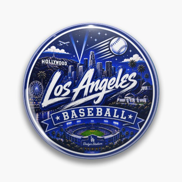 Item preview, Los Angeles Baseball Brush Script Badge designed and sold by TKOprintdesigns.
