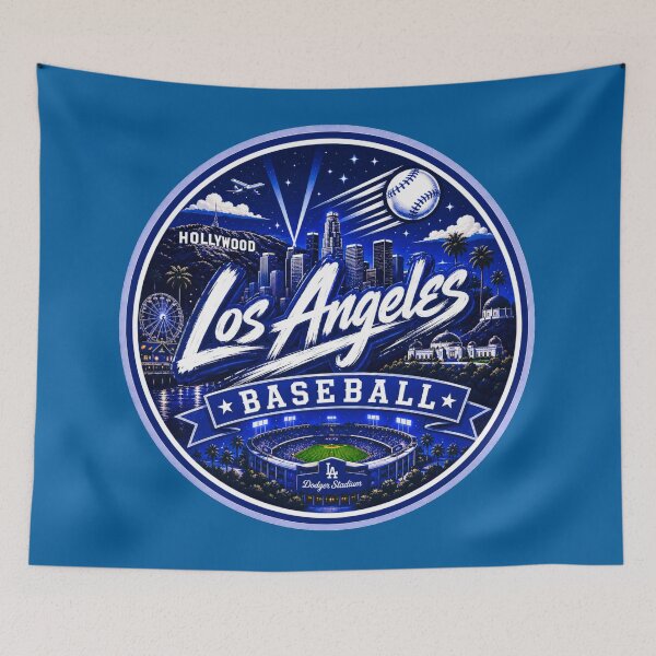 Item preview, Los Angeles Baseball Brush Script Badge designed and sold by TKOprintdesigns.