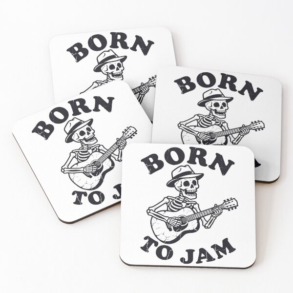 Item preview, Skeleton Wearing Fedora Hat Playing Acoustic Guitar Born To Jam designed and sold by MisteryDesigner.