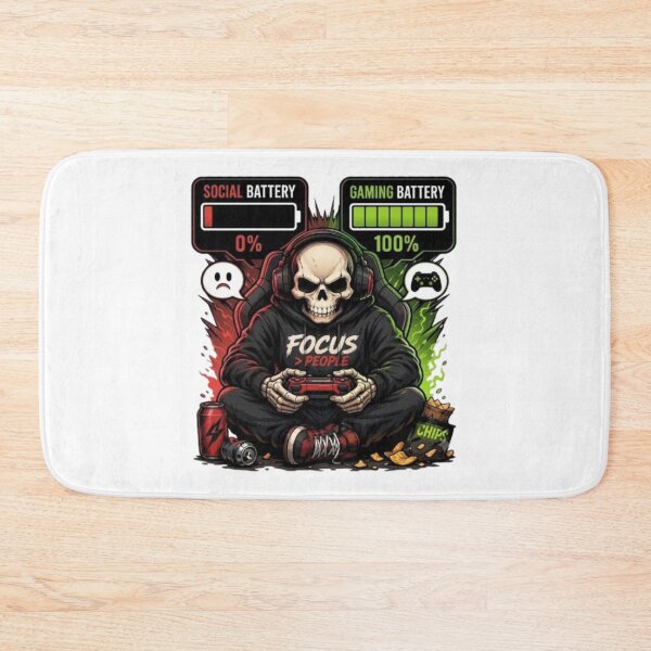 Item preview, Social Battery 0 Gaming Battery 100 Gamer Skull Meme designed and sold by Northern Glow Art.