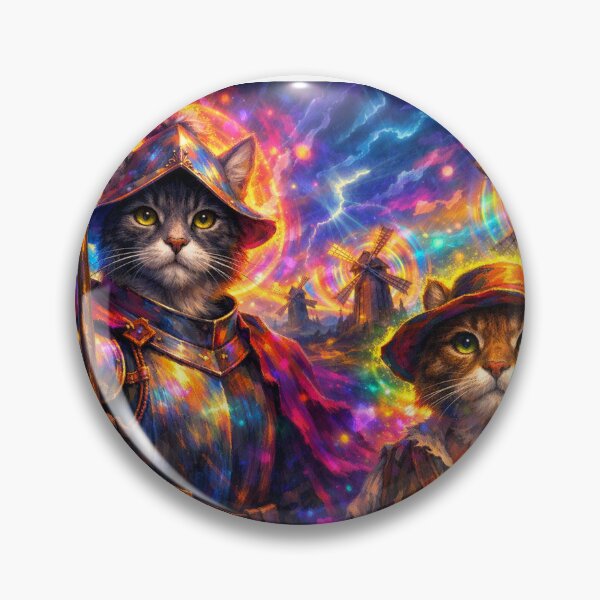 Item preview, Fantasy Cat Knight and Squire Under a Cosmic Sky designed and sold by ITSimagination.