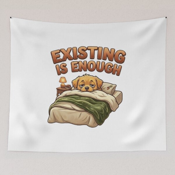 Item preview, Existing Is Enough Cute Sleepy Golden Retriever Dog Meme designed and sold by Northern Glow Art.