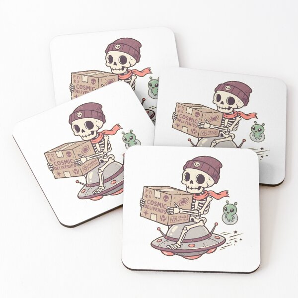 Item preview, Skeleton Riding UFO Flying Saucer Delivering Cosmic Deliveries designed and sold by MisteryDesigner.