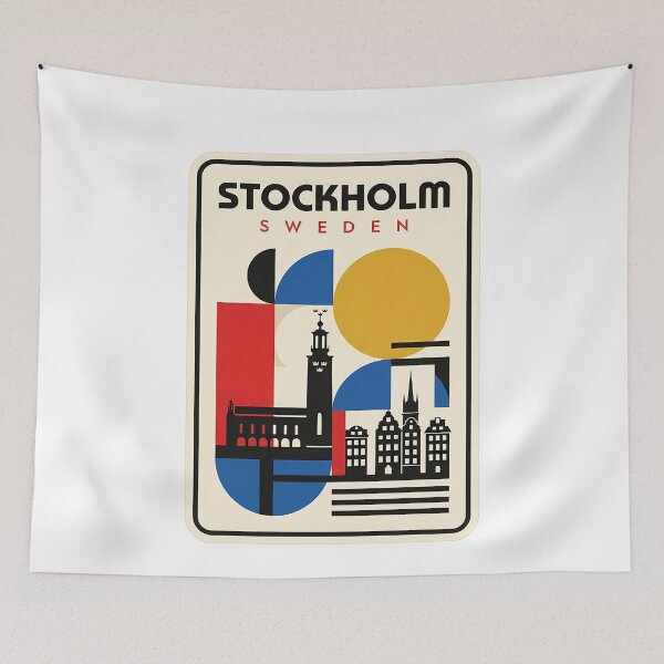 Item preview, Abstract Bauhaus Stockholm Sweden City Skyline designed and sold by k3rstman1.