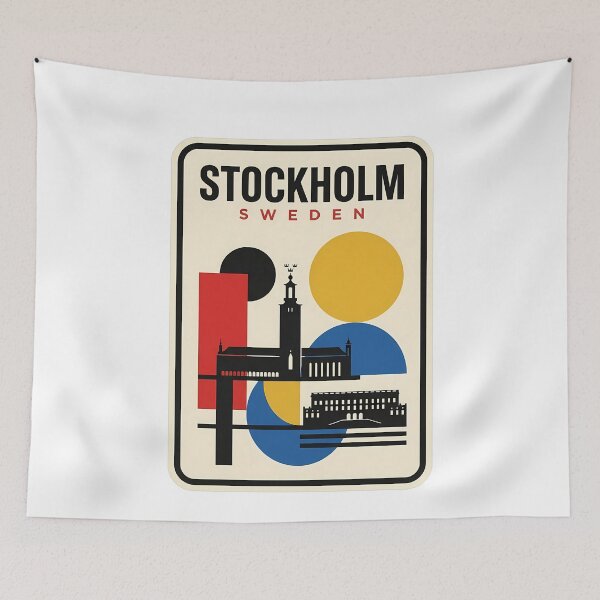Item preview, Stockholm Sweden Minimalist Geometric Cityscape Bauhaus Style designed and sold by k3rstman1.