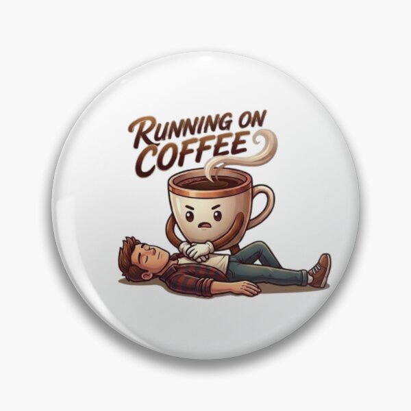 Aperçu de l'œuvre Accro au café : une image mignonne de réanimation cardio-respiratoire sur la dépendance à la caféine créée et vendue par Northern Glow Art.