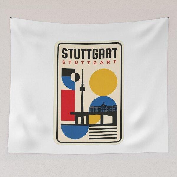 Artikelvorschau, Stuttgart, Deutschland, Retro-Bauhaus-Geometrie-Stadtbild entworfen und verkauft von k3rstman1.