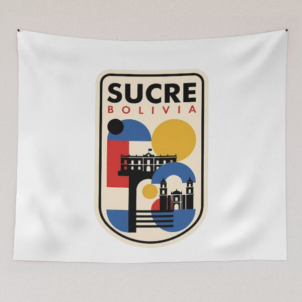 Item preview, Sucre Bolivia Retro Bauhaus Geometric Landmark Decor designed and sold by k3rstman1.