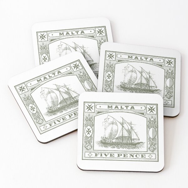 Item preview, Vintage Malta Galley Stamp Art - Antique Knights of St John Maritime Illustration designed and sold by By Jonh.