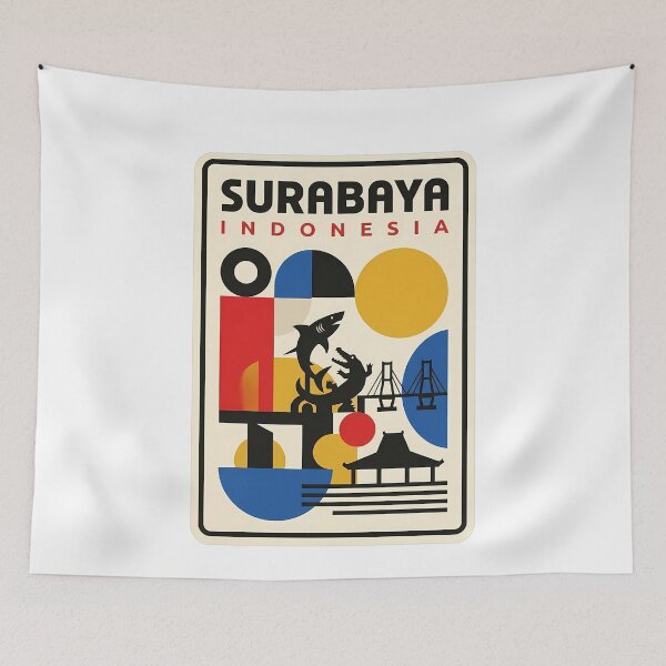 Item preview, Surabaya Indonesia Retro Travel Shark and Crocodile designed and sold by k3rstman1.