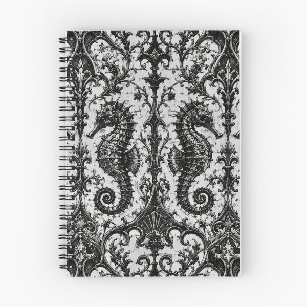 Item preview, Gothic Seahorse Damask Pattern - Dark Nautical Mosaic Art designed and sold by cabuks.