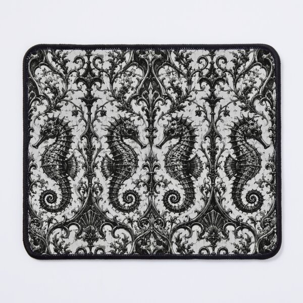 Item preview, Gothic Seahorse Damask Pattern - Dark Nautical Mosaic Art designed and sold by cabuks.