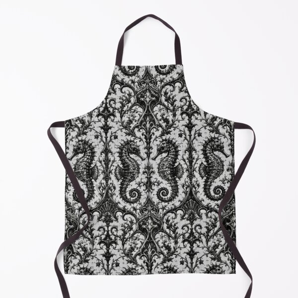 Item preview, Gothic Seahorse Damask Pattern - Dark Nautical Mosaic Art designed and sold by cabuks.