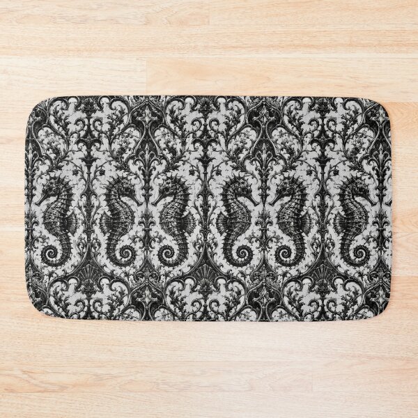 Item preview, Gothic Seahorse Damask Pattern - Dark Nautical Mosaic Art designed and sold by cabuks.