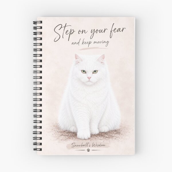 Item preview, Step on Your Fear and Keep Moving | Motivational White Cat Wall Art designed and sold by IRPrintables.