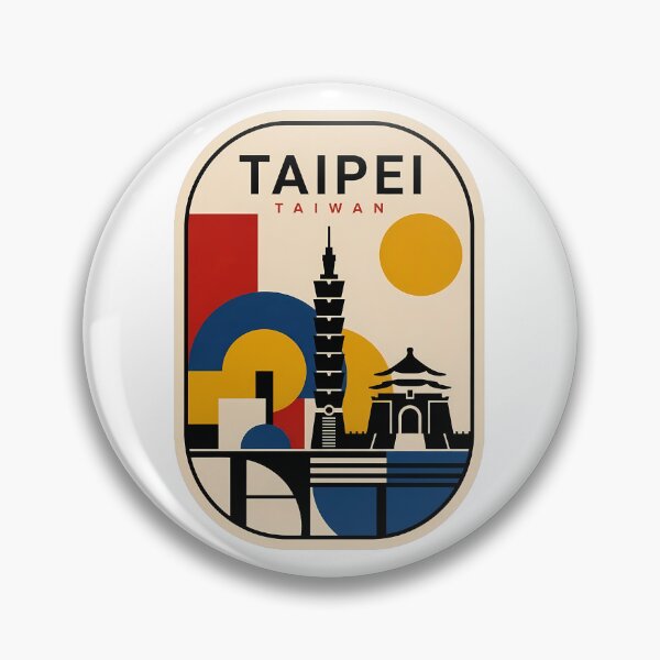 Item preview, Taipei Taiwan Landmarks Retro Geometric Travel Badge designed and sold by k3rstman1.
