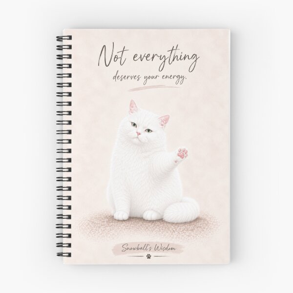 Item preview, Not Everything Deserves Your Energy | Motivational White Cat Wall Art designed and sold by IRPrintables.