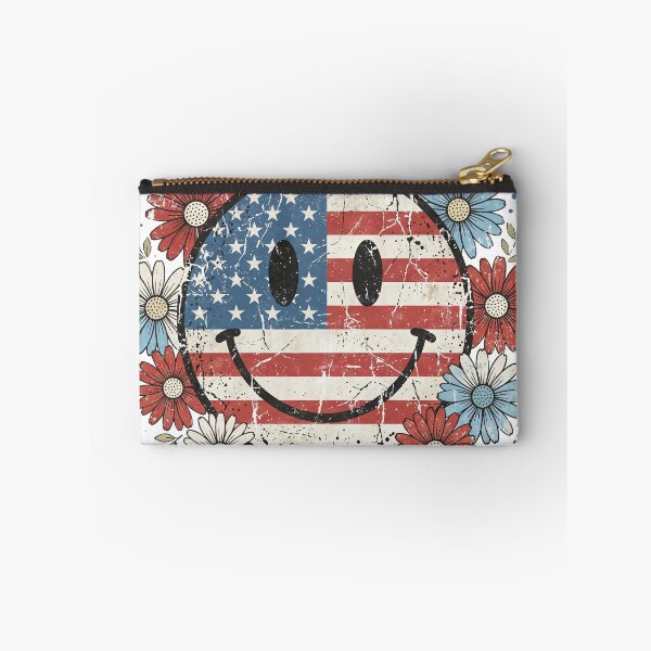 Item preview, Red white and blue smiley face with flowers designed and sold by RuthFurtado.