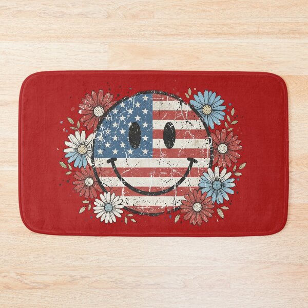 Item preview, Red white and blue smiley face with flowers designed and sold by RuthFurtado.