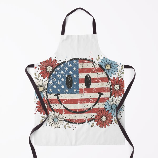 Item preview, Red white and blue smiley face with flowers designed and sold by RuthFurtado.