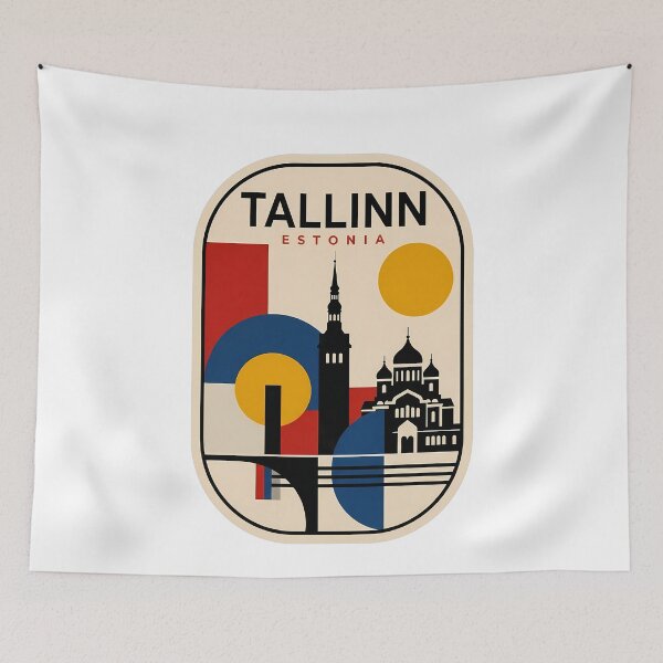 Item preview, Arquitectura geométrica del horizonte urbano de Tallin, Estonia, con un estilo retro. designed and sold by k3rstman1.