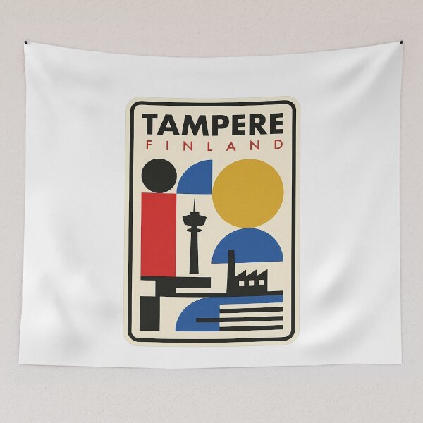 Item preview, Vintage Tampere Finland Geometric City Scene designed and sold by k3rstman1.