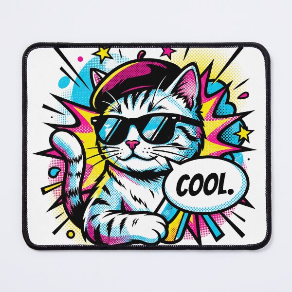 Item preview, Retro Pop Art Cool Cat with Beret and Sunglasses Comic Explosion designed and sold by MoonlitDoodles1.
