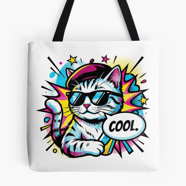 Item preview, Retro Pop Art Cool Cat with Beret and Sunglasses Comic Explosion designed and sold by MoonlitDoodles1.