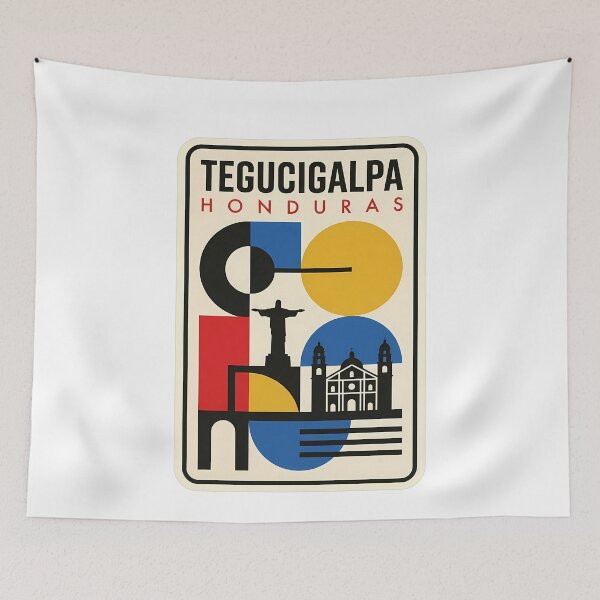 Item preview, Tegucigalpa Honduras Retro Bauhaus Geometric Travel Skyline designed and sold by k3rstman1.