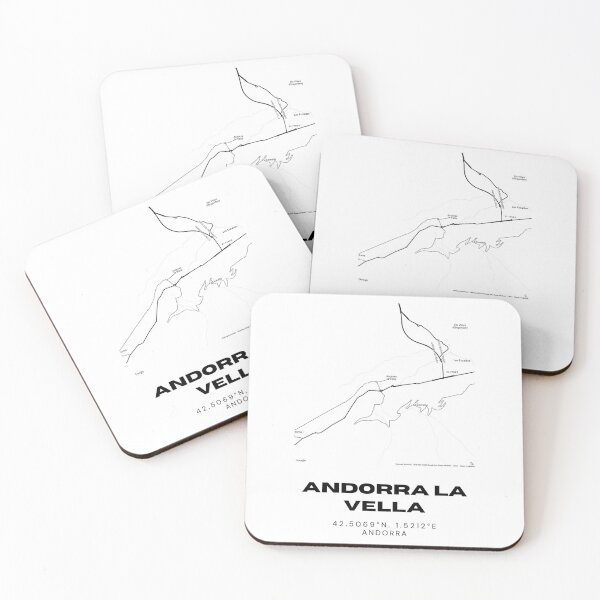 Item preview, Andorra la Vella Map Print | Minimalist Road Map of Andorra's Capital designed and sold by RM-Journey.
