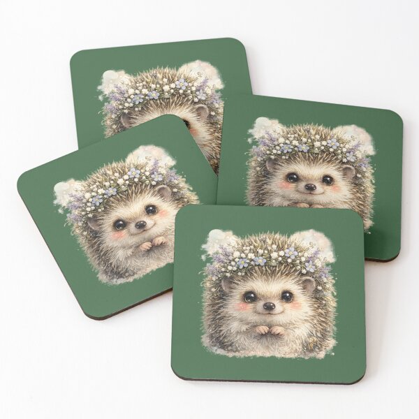 Item preview, Floral Crown Hedgehog Watercolor Cottagecore Woodland Animal designed and sold by MagicMakerPh⭐⭐⭐⭐⭐.