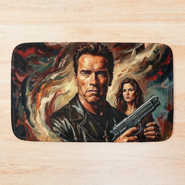 Item preview, End of Days Arnold Schwarzenegger Retro Action Horror Movie Art Poster designed and sold by Art's Diner.