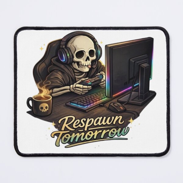 Item preview, Respawn Tomorrow Skeleton Gamer – Funny Sleep Deprived Gaming Quote Graphic designed and sold by Northern Glow Art.