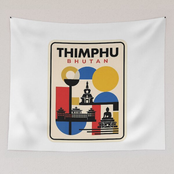 Item preview, Vintage Thimphu Bhutan Geometric Travel Architecture designed and sold by k3rstman1.