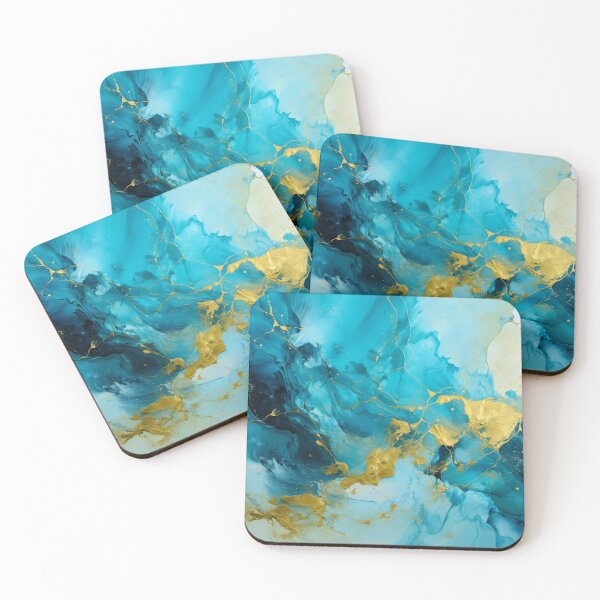 Item preview, Sky Blue And Teal Abstract With Golden Accents  designed and sold by DEC02.