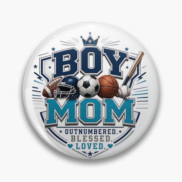 Item preview, Boy Mom Outnumbered Blessed Loved | Sports Mom Football Baseball Basketball Soccer Design designed and sold by Divine Boutique.