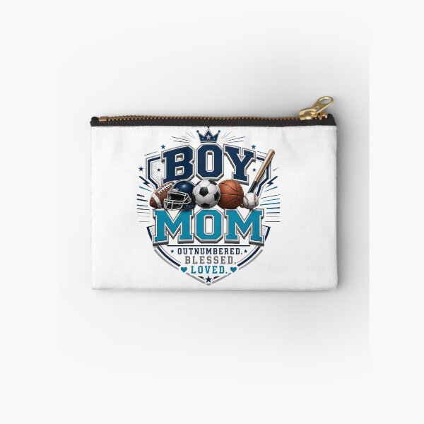 Item preview, Boy Mom Outnumbered Blessed Loved | Sports Mom Football Baseball Basketball Soccer Design designed and sold by Divine Boutique.