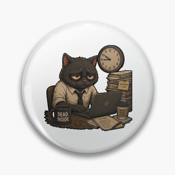 Item preview, Dead Inside Cat Funny Office Burnout Work Stress Graphic T-Shirt designed and sold by GreennieArt.