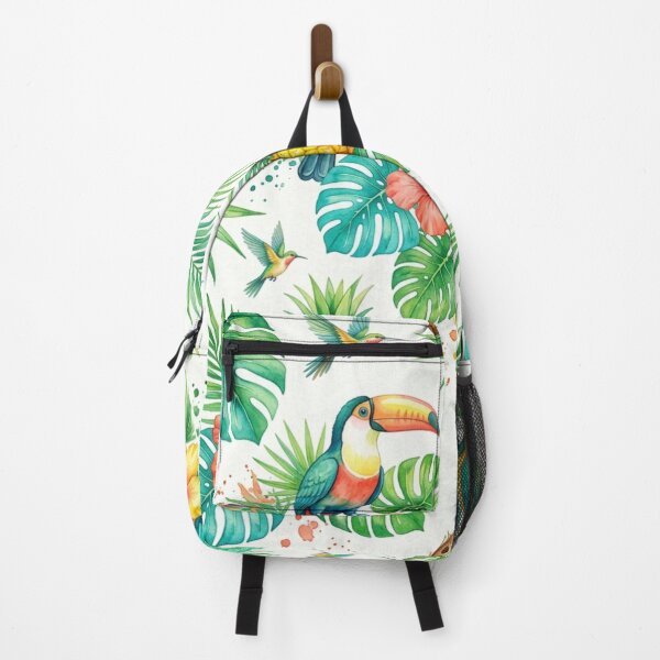 Item preview, Tropical Paradise Watercolor Seamless Pattern – Toucans, Parrots, Pineapples & Hibiscus Flowers designed and sold by The Sticker Treasury.