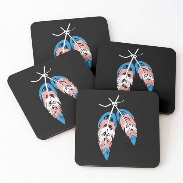 Item preview, Two-Spirit Indigenous LGBTQIA+ Transgender pride flag with feathers designed and sold by Jdawnink.
