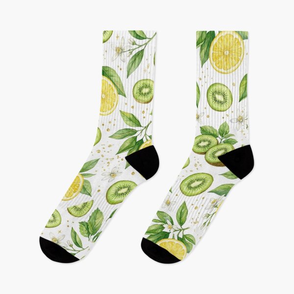 Aperçu de l'œuvre Lemon & Kiwi Watercolor Seamless Pattern – Fresh Citrus and Tropical Fruit Botanical Design créée et vendue par The Sticker Treasury.
