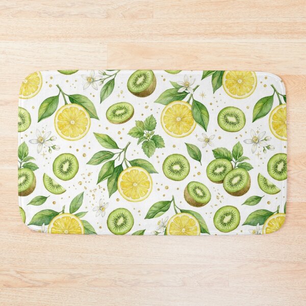 Aperçu de l'œuvre Lemon & Kiwi Watercolor Seamless Pattern – Fresh Citrus and Tropical Fruit Botanical Design créée et vendue par The Sticker Treasury.