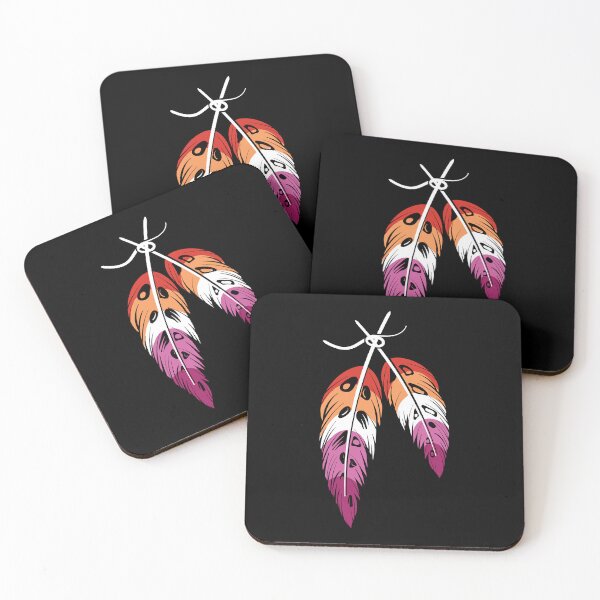 Item preview, Two-Spirit Indigenous LGBTQIA+ Lesbian pride flag with feathers designed and sold by Jdawnink.