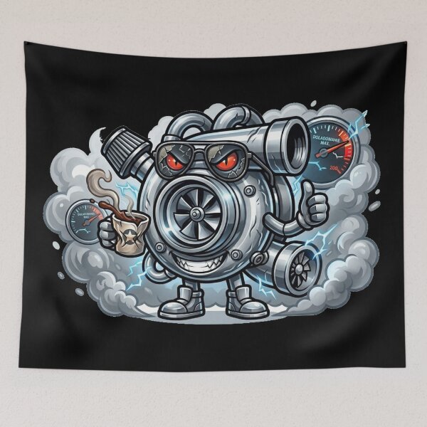 Item preview, Turbocharger Shirt Car Enthusiast Gift Aggressive Turbo Mascot with Coffee Cup JDM Tuner Culture Drift Racing T-Shirt Boost Gauge Merch designed and sold by Wild Horizon Studio.