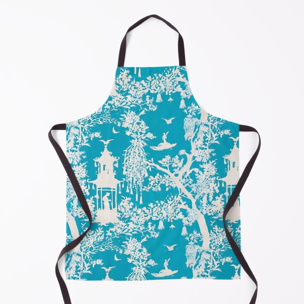 Item preview, Grandmillennial art, chinoiserie garden in white and turquoise designed and sold by SophieClimaArt.